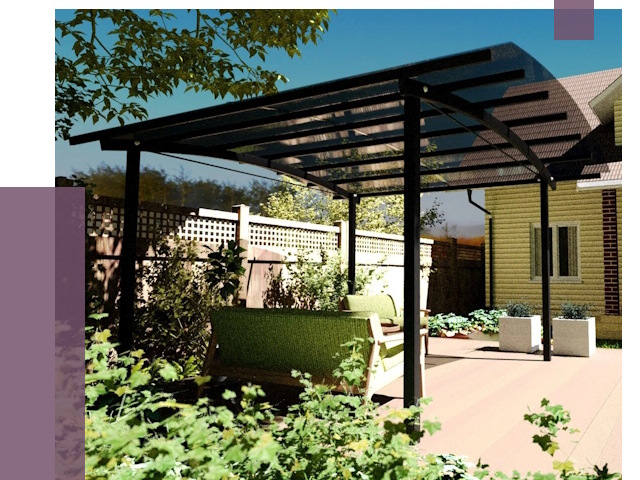 Навесы для террасы в Ногинске от 12917 руб. под ключ | ПРОЛЁТ-Нгн