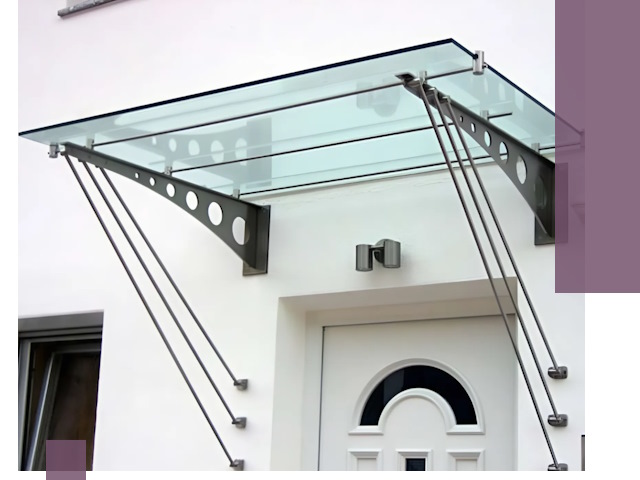 Козырьки над входом под ключ в Ногинске — изготовление и монтаж